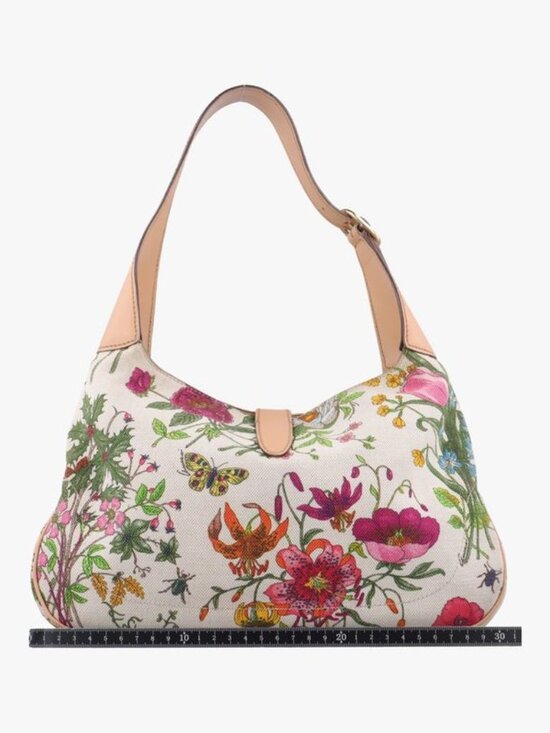Gucci Flora Jackie Hobo White Multicolor Canvas Leather - Picture 2 of 16
